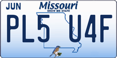 MO license plate PL5U4F