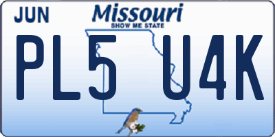 MO license plate PL5U4K