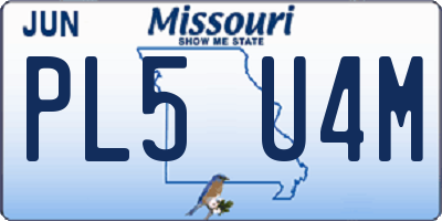MO license plate PL5U4M