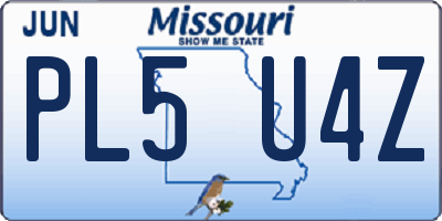 MO license plate PL5U4Z