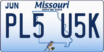 MO license plate PL5U5K