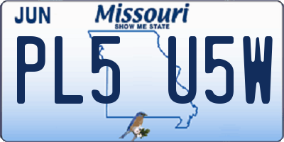 MO license plate PL5U5W