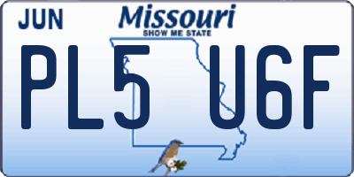 MO license plate PL5U6F