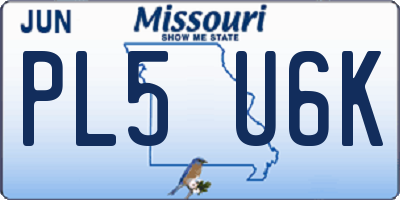 MO license plate PL5U6K