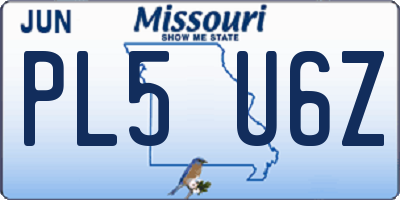 MO license plate PL5U6Z
