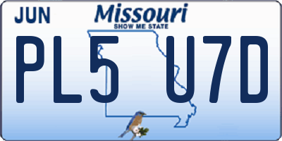 MO license plate PL5U7D