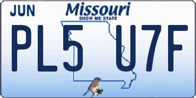 MO license plate PL5U7F