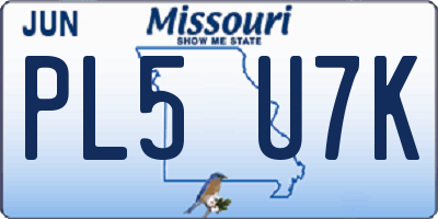 MO license plate PL5U7K
