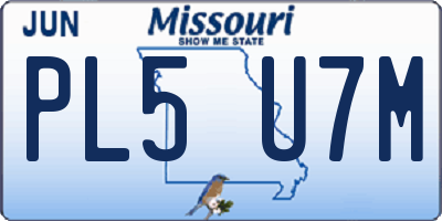 MO license plate PL5U7M