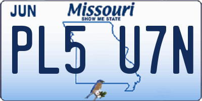 MO license plate PL5U7N