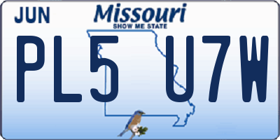MO license plate PL5U7W