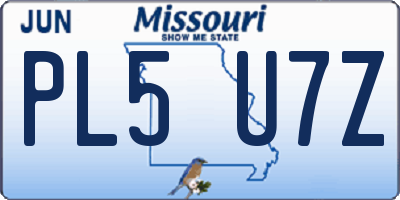 MO license plate PL5U7Z