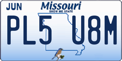 MO license plate PL5U8M