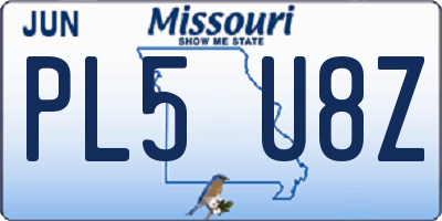 MO license plate PL5U8Z