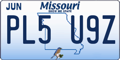 MO license plate PL5U9Z