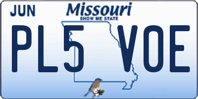 MO license plate PL5V0E
