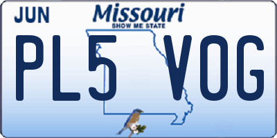 MO license plate PL5V0G