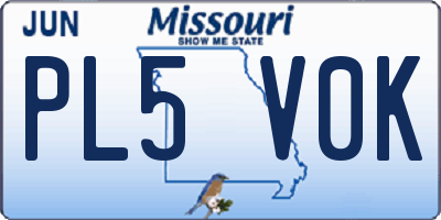 MO license plate PL5V0K