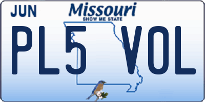 MO license plate PL5V0L