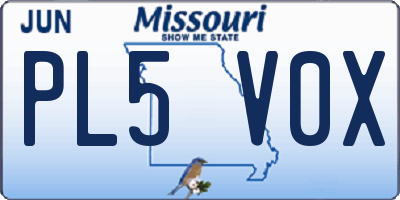 MO license plate PL5V0X