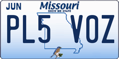 MO license plate PL5V0Z