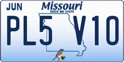 MO license plate PL5V1O