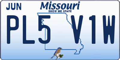MO license plate PL5V1W
