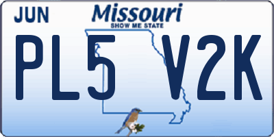 MO license plate PL5V2K