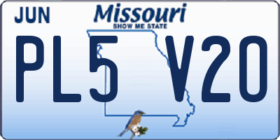 MO license plate PL5V2O