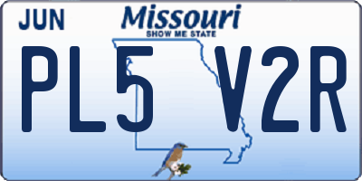 MO license plate PL5V2R