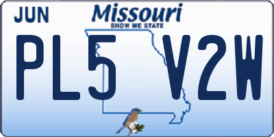 MO license plate PL5V2W