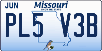 MO license plate PL5V3B