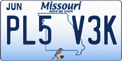 MO license plate PL5V3K