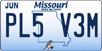 MO license plate PL5V3M