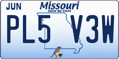 MO license plate PL5V3W