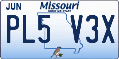 MO license plate PL5V3X