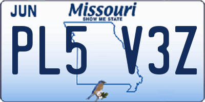MO license plate PL5V3Z