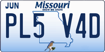 MO license plate PL5V4D