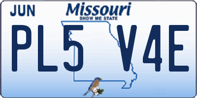 MO license plate PL5V4E