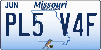 MO license plate PL5V4F