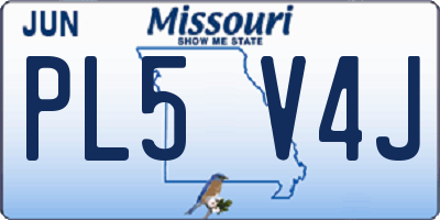 MO license plate PL5V4J