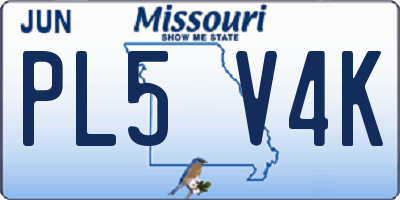 MO license plate PL5V4K