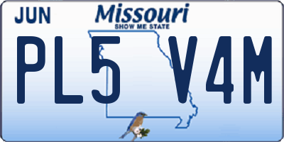 MO license plate PL5V4M