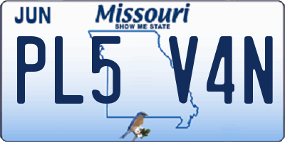 MO license plate PL5V4N