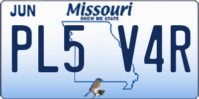 MO license plate PL5V4R