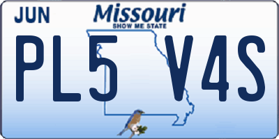 MO license plate PL5V4S