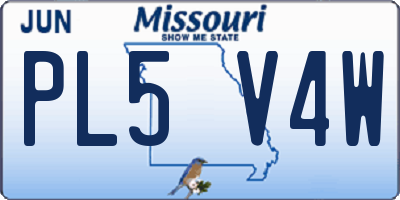 MO license plate PL5V4W