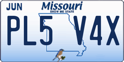 MO license plate PL5V4X