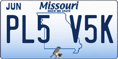 MO license plate PL5V5K