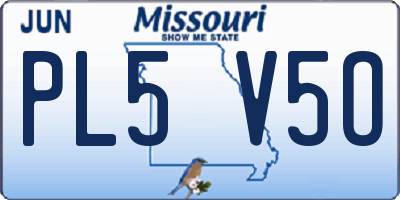 MO license plate PL5V5O